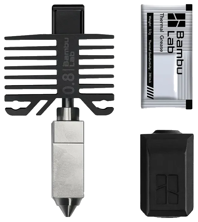 Bambu Lab Hotend con Boquilla Acero Endurecido 0.8mm Bambu X1 y P1